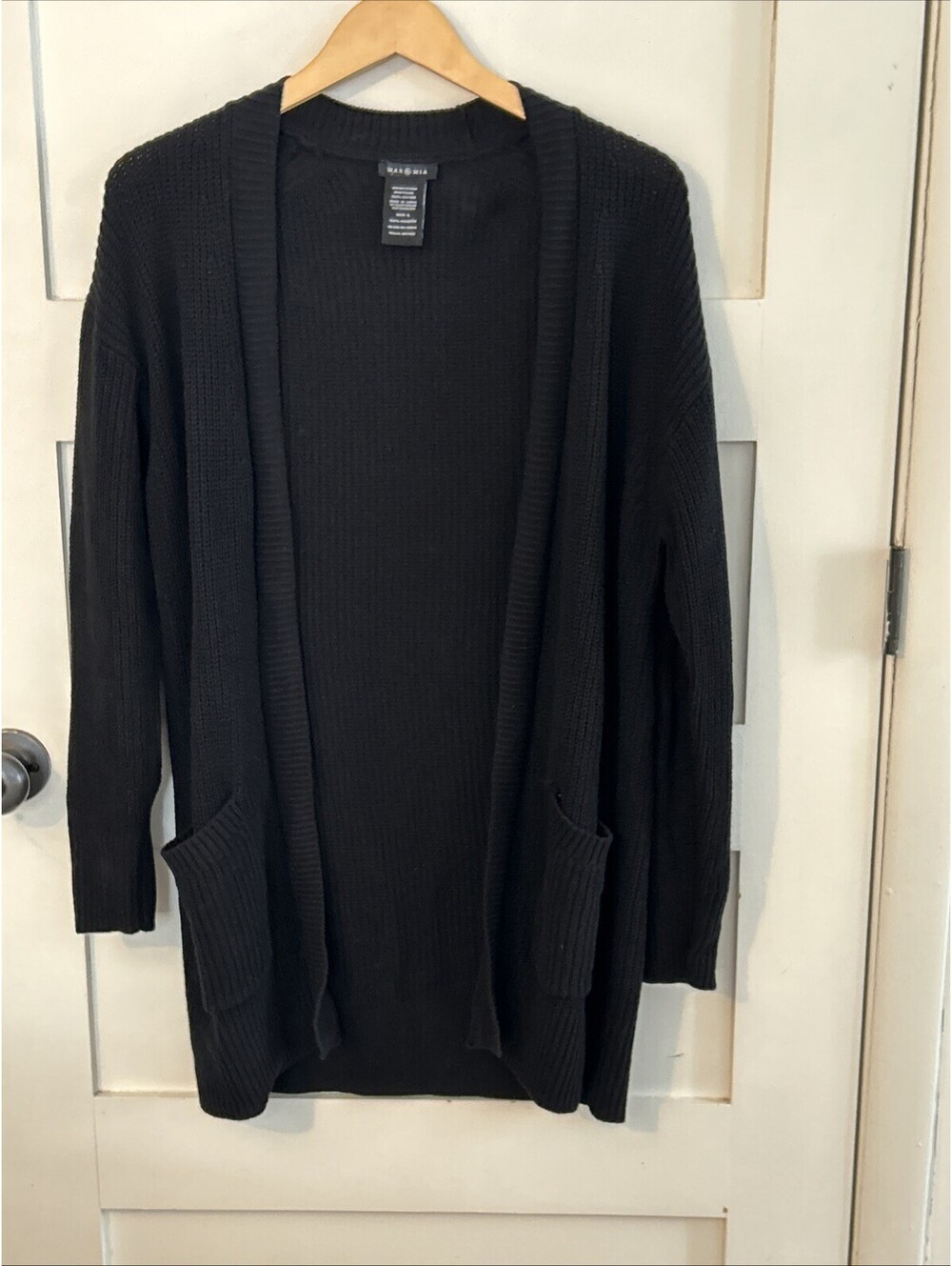 Max & Mia Ribbed Cardigan Black L